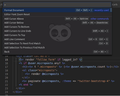 Bảng Lệnh Visual Studio Code