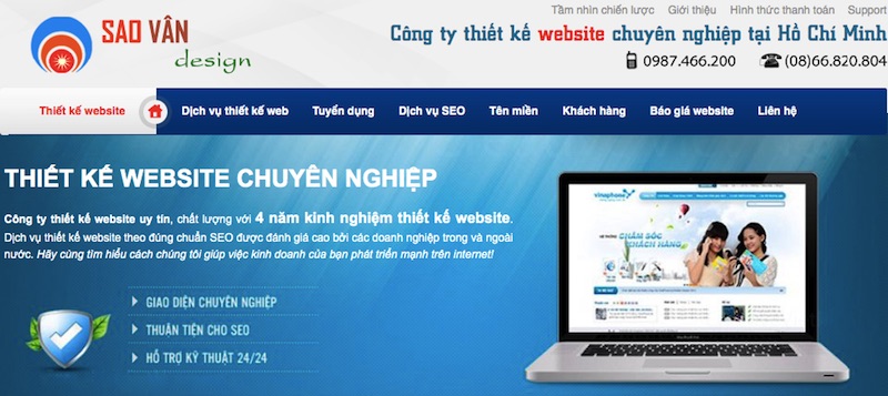 Thiết kế website Sao Vân