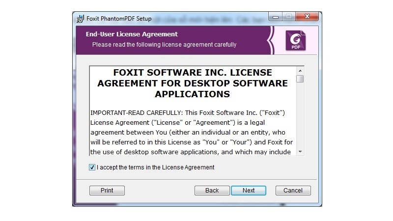 chọn vào ô ” I Accept the terms in the License Agreement”