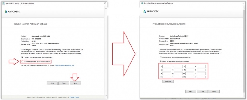 tick chọn mục I have an activation code from Autodesk