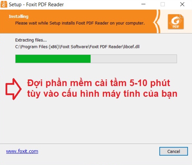 đợi phần mềm cài đặt