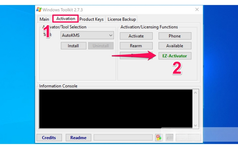 Chuyển sang tab Activation và nhấn vào nút EZ-Activator