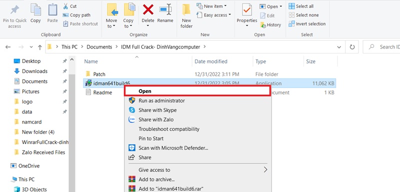 khởi chạy file cài đặt