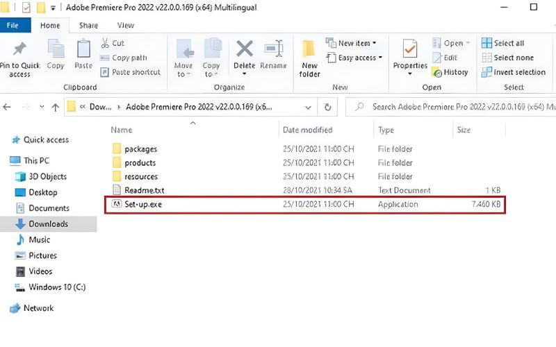 khởi chạy file setuep.exe với quyền admin