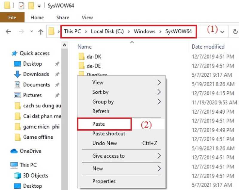 sao chép và dán file synsoacc.dll