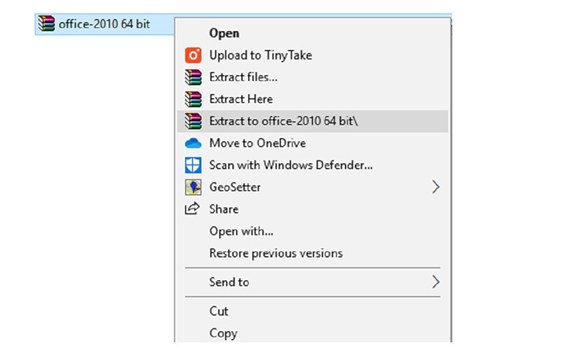 giải nén bộ cài Office 2010