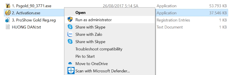 chạy file Activation.exe