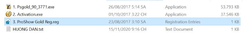 chạy file ProShow Gold Reg.reg 