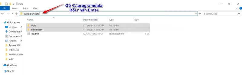 vào thư mục ProgramData