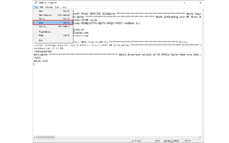 lưu file với đuôi .cmd