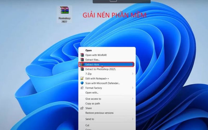 giải nén file cài đặt Photoshop 2022