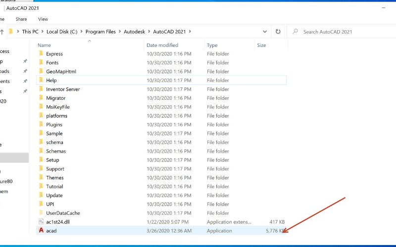 dán file acad vào vào thư mục cài đặt phần mềm