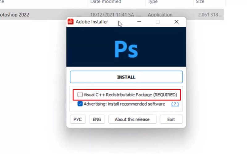 tick chọn Visual C++ Redistributable… rồi nhấn Install